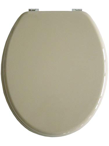 WC Sitz Klobrille mit Holzkern, Farbe Beige, verstellbare Metallscharniere