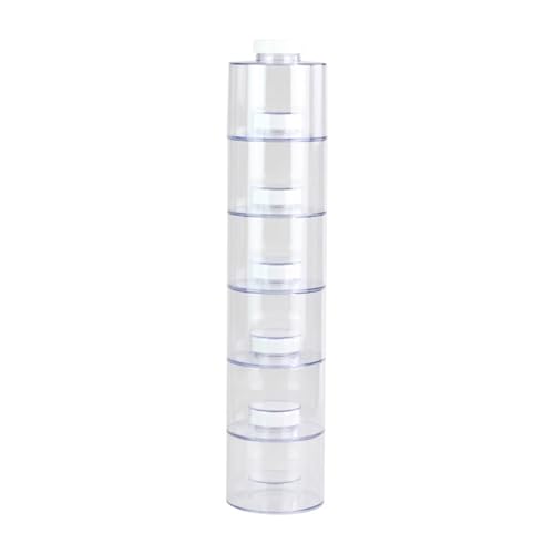 Pp Gpps Clear - Torre de especias apilable 34,8x7,5 Cm | 6 Contenedores de condimento redondos Herméticos para granos de café, té, azúcar | Almacenamiento organizador de cocina | Juego de caja