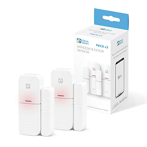 Garza Smart   Pack de 2 unidades Sensor Apertura de Puertas y Ventanas, Requiere el Kit de Alarma de Garza, Control Remoto a traves de App iOS/Android