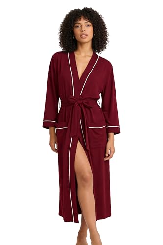 Image of HEARTNICE Womens Cotton Robe, Soft Kimono Spa Knit Long Bathrobe Lightweight Loungewear