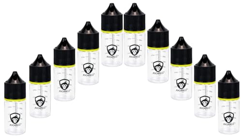 Chubby Gorilla 30ml mit Messskala Copackr V3 PET Stubby Leerflasche + schwarzer Deckel - 10er Set