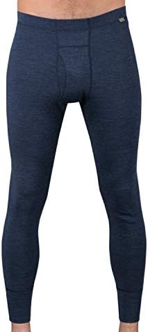 MERIWOOL Mens Base Layer 100% Merino Wool Thermal Pants Denim Blue