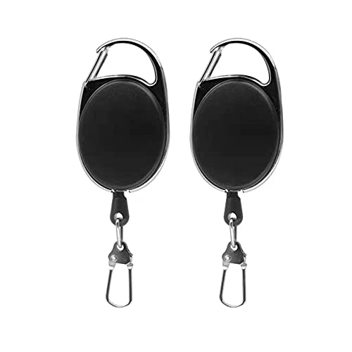 Einziehbare Schlüsselanhänger, 2 stück Ausweis JoJo für ID Badge Holder Einziehbare Abzeichenhalter Schlüssel JoJo Schlüsselanhänger Retractable Schlüsselband ausziehbar mit Schlüsselanhänger, Schwarz Cover