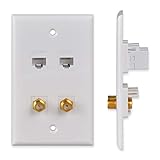 Conwork Ethernet & Coax Wall Plate - Cat6 Coax Keystone Wall Plate with 2 RJ45 Ethernet Ports + 2 TV...