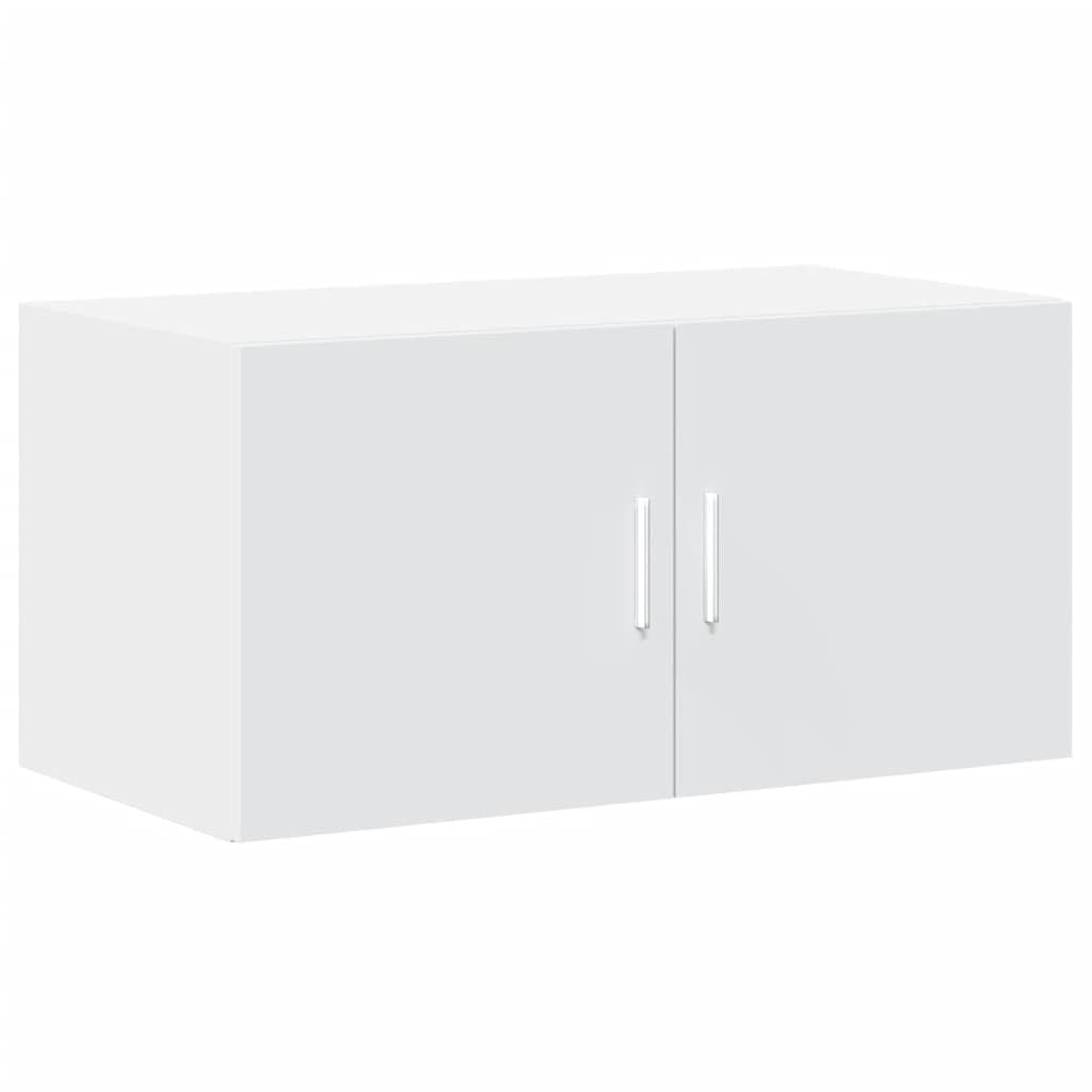 vidaXL Wandschrank, Hängeschrank mit Stauraum, Lagerschrank Wandmontage für Wohnzimmer Schlafzimmer Garage, Aufbewahrungsschrank Schrank, Weiß Holzwerkstoff