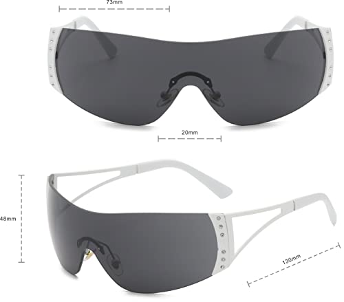 Y2K Sunglasses For Women Men Shield Rimless Wrap Around Sunglasses Gradient Lens Sun Glasses4