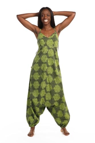 Combinaison sarwel femme psychedhelice kaki en coton fluide pour vos vacances