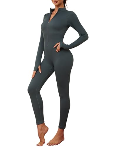 Nadeer Jumpsuit Damen Langarm Einteiler Yoga Bodysuit Overall...