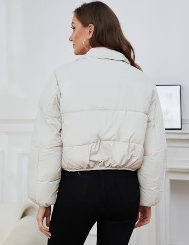 Yimoon Women's Cropped White Puffer Jacket - Lightweight and Cozy, Perfect for Winter Adventures - Image 5