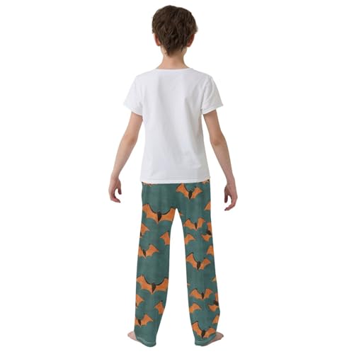 Boys' Pants Halloween Orange Bat Long Bottoms Jogger Pants Elastic Waist Trousers with Pockets S-XL3