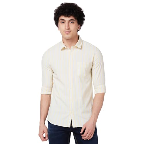 Image of Spykar Men's Regular Fit N /A Full Sleeve Striped Casual Shirts