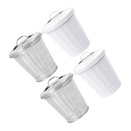 MUCKLILY 4Piezas Cubos de Basura Mini Botes de Almacenamiento con Chic Hogar Oficina y Decoración de Flores Mantener