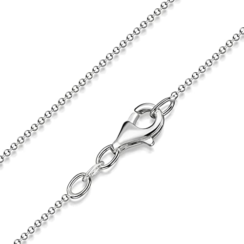 MATERIA Diamantierte Glitzer Kugelkette silber 925 diamantiert - Halskette Damen 1,2mm Silber Kette in 40-120cm #K24, Länge Halskette:45 cm
