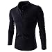 BIBOKAOKE Herren Langarmhemd V-Ausschnitt Knöpfe Freizeithemd Stehkragen Einfarbig Langarmshirt Fitness Sweatshirt Langärmeliges Sportbekleidung Business ArbeitsHemd Longshirt Longsleeve