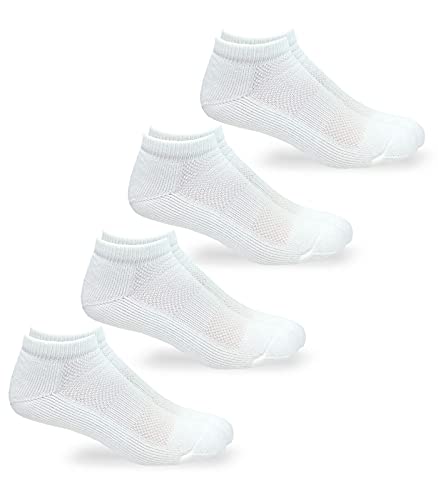 Jefferies Socks Mens Womens Military Coolmax Mesh Cushion Low Cut Socks 4 Pair Pack (9-11, White) #TOP12