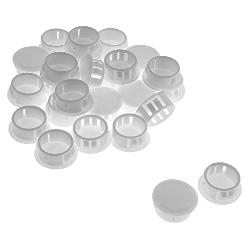 Image of 25Pcs 3 /4 Inch (19mm) White Hole Plug | Plastic Hole Cover, Round End Cap, Flush Type Tube Insert, For Chair Furniture Glide Protectors