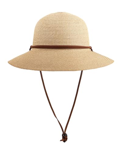 Zylioo Sombrero de paja de gran tamaño XXL para mujer, sombrero de playa extra grande, sombrero de verano flexible UPF 50+ para cabezas grandes, Correa caqui, S-L