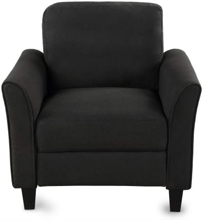 Accent Chair, Modern Linen Upholstered Armchair Club Chair with Double Thickened Cushions Pad and Sturdy Legs, Mid-Century Single Sofa Chair for Living Room, Bedroom, Black