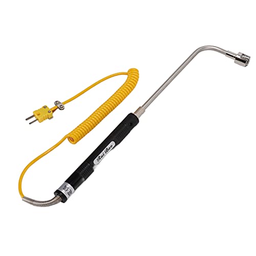 Cable de Termopar Tipo K, Sonda de Temperatura de Superficie Sensor de Termopar de Acero Resistente Al Calor para Detección de Temperatura (Termopar de superficie de vástago curvo)