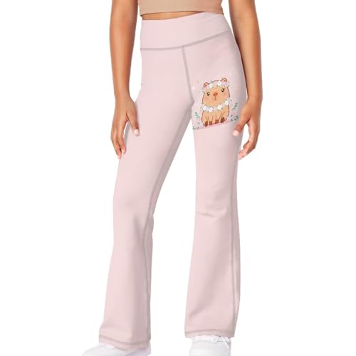 Image of Girls Flare Leggings 5-14T Cute Bell Bottoms for Girl Yoga Pants for Gym