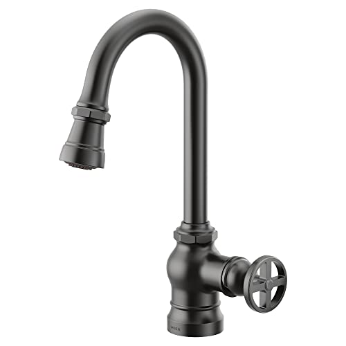 Moen S52003Bl Paterson One-Handle Pulldown Bar Faucet With Power Clean, Includes Interchangeable Handle, Matte Black #TOP1