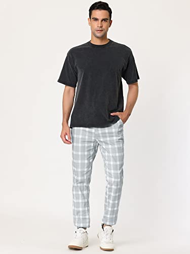 Lars Amadeus Men's Plaid Jogger Pants Casual Slim Fit Drawstring Check Trousers3