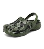 Boys and Girls Graphic Clogs for Kids,Unisex Eva Mules for Kid Toddler,Boy and Girl Closed Toe Slide Sandals, Camo Green
