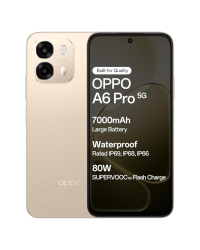 Image of OPPO A6 Pro 5G Smartphone (8G+128G) Gold, 6.75 -inch Screen, 144Hz Display, 7000mAh Battery, 80W Fast Charging,16MP Front Camera & 50MP Triple Camera, MediaTek Dimensity 6300 Mobile Platform,IP69