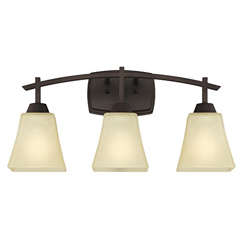 Westinghouse 6307500 Midori Three-Light Indoor Wall Fixture, Finish Linen, Oil Rubbed Bronze-Amber Glass