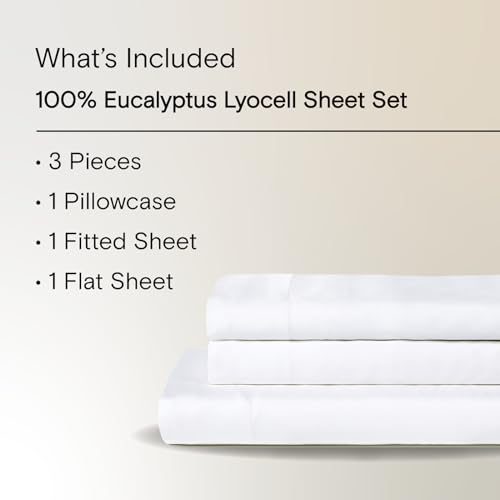 Sijo AiryWeight Tencel Sheet Set, 100% Lyocell Derived from Eucalyptus, Buttery Soft, Architectural Digest 2022 Best Cooling Sheets Winner - 3pc - 1 Pillowcase 1 Fitted 1 Top (Snow, Twin)