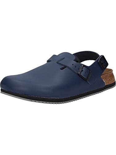 Sabots Birkenstock Tokio bleu en cuir pour le travail et la maison