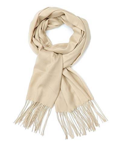 Letuwj Cachecol longo feminino com franjas para clima frio, 2#marfim, One Size