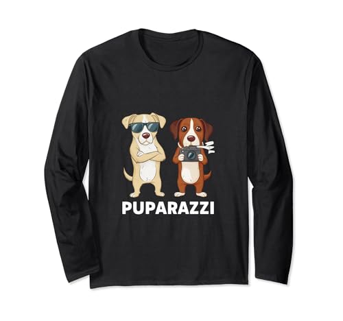 Puparazzi - Funny Dog Paparazzi Fotógrafo Juego de palabras Manga Larga