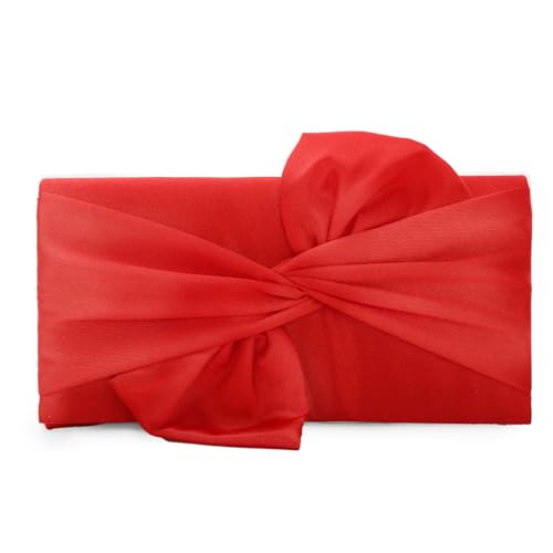 Imagen de Jywmsc Bolso de Mano Satinado para Mujer Bolso de Noche Formal Negro con Lazo Plisado para Vestido de Novia