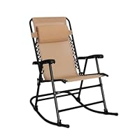 Amazon Basics Faltbarer Schaukelstuhl - ergonomisch, kopfstütze, armlehne, 98 x 95 x 66 cm, Beige