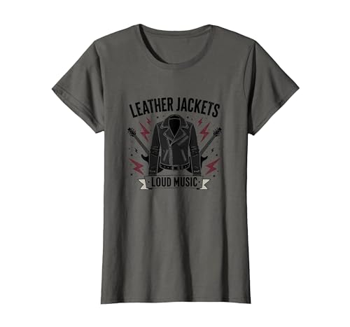 Leather Jackets Loud Music Vintage Rock Design T-Shirt, Women, Asphalt