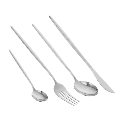 Cabilock 6pc Stainless Steel Knife Fork Spoon Set Vintage Silverware Modern Silverware Set Serving Spoon Kitchen Utensils Reusable Utensils Elegant Packaging Perfect Present