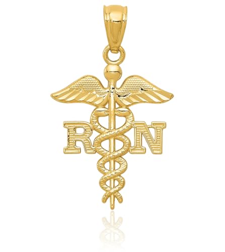 IceCarats 10K Solid Yellow Gold Registered Nurse Caduceus Paramedic Rn Doctor Medical Student Nursing Symbol Necklace Chain Pendant Charm3