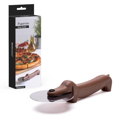 Peleg Design Puperoni Cute Pizza Cutter Wheel – Dog-Shaped Plastic Pizza Cutter Wheel with Stainless Steel Blade & Durable Plastic Handle, Fun Kitchen Gadget