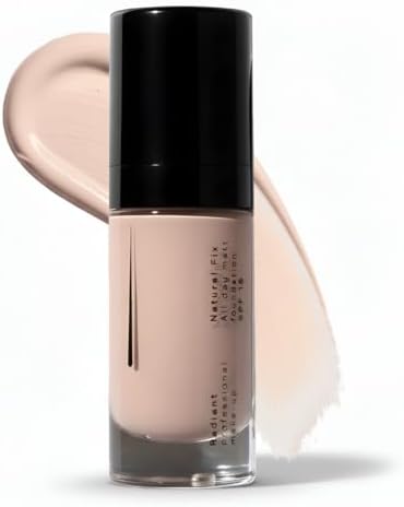 Radiant Professional Natural Fix All Day Matte Cream Foundation Makeup – Long Wear, Full Coverage Matte Foundation with SPF 15 – Oil Free Lightweight Formula for All Skin Types – 1.01oz (01 Rossy)