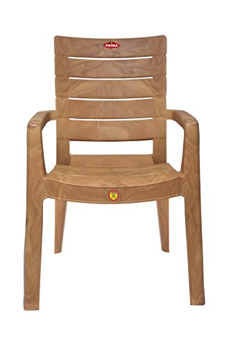 Image of Prima Plastic Chair for Living Room |Set of 4 | Chair for Home, Living Room, Outdoor | Stackable Chair with arm | 100% Virgin Plastic | Rado (Sandalwood Colour)