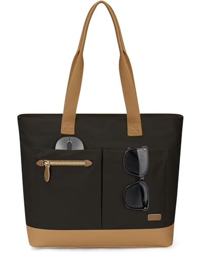 Large Canvas Tote Bag with Zipper and Pockets