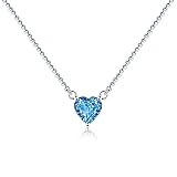 Collane per ragazze Wom Collana con topazio blu di Wom Pdant Heart Jewel s Or Frid Mother Granny Sister Compleanno