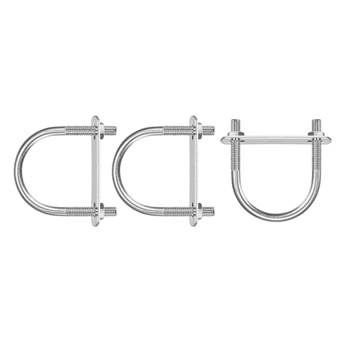 Image of DTGN M6x38x58mm(ThreadxWxL) Round U Bolt - 3Pack - Good for Trailer Pipe Replacement Parts - 304 Stainless Steel U Shape Bolts