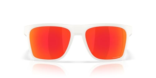 Oakley Men's OO9100 Leffingwell Polarized Rectangular Sunglasses, Matte Vapor/Prizm Ruby, 57 mm