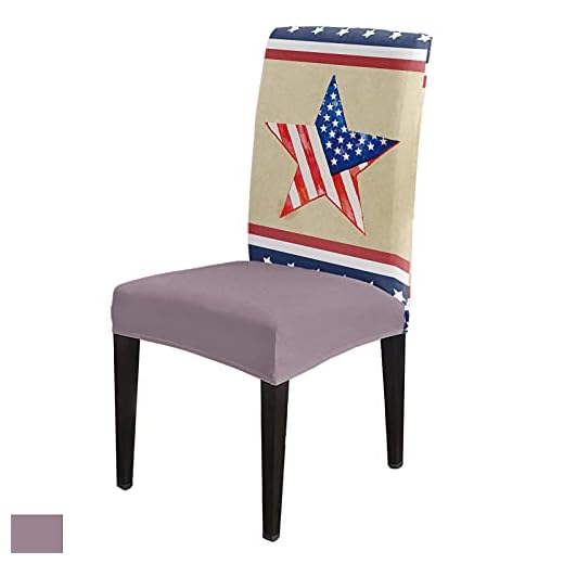 Stretch Chair Cover Dining Room Chair Covers Set of 6, Usa Flag Five Point Star Wave Point Red Stripe Removable Kitchen Chair Covers Soft Chair Seat Protector Fitted with Elastic Bottom for Office