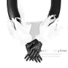 Furimuk Women's Feather Gloves Wrist Cuffs Gothic Mesh Wristband for Halloween Cosplay Costume Wedding Wrist Cuffs Supplies (2, White, Medium) #4