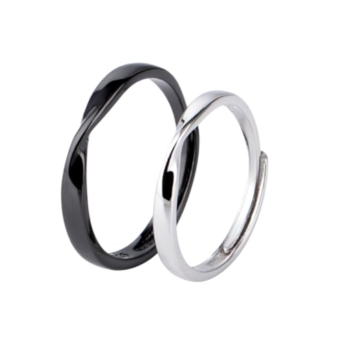 Bague couple en argent sterling réglable pour homme et femme