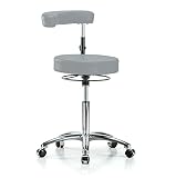 Perch Chrome Rolling Dental Stool Adjustable Height with Procedure Arm for Hardwood or Tile Floors,