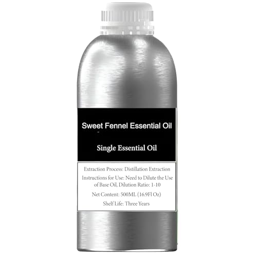 CHDGSJ Aceite Esencial de hinojo Dulce 100% Puro para aromaterapia, difusor, Cuidado de la Piel, fabricación de Velas y jabón, Aceite de hinojo Dulce orgánico de Grado terapéutico de Primera(500ml)
